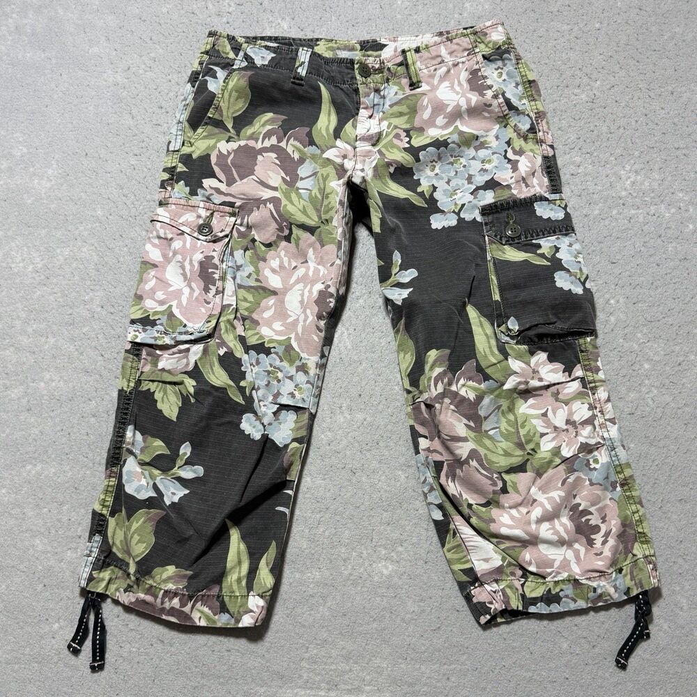 Lucky Brand Tropical Print Cargo Capri 100% Cotton Women’s Size 4/ 27